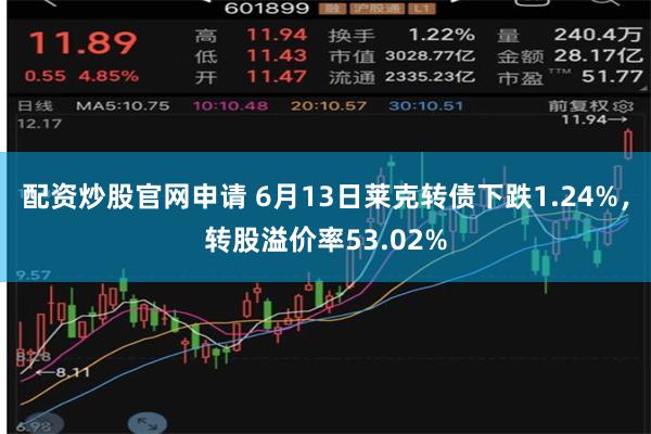 配资炒股官网申请 6月13日莱克转债下跌1.24%，转股溢价率53.02%