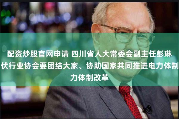 配资炒股官网申请 四川省人大常委会副主任彭琳：光伏行业协会要团结大家、协助国家共同推进电力体制改革